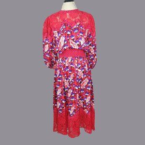 Vintage Diane Fres Dress Small Red Silk Midi